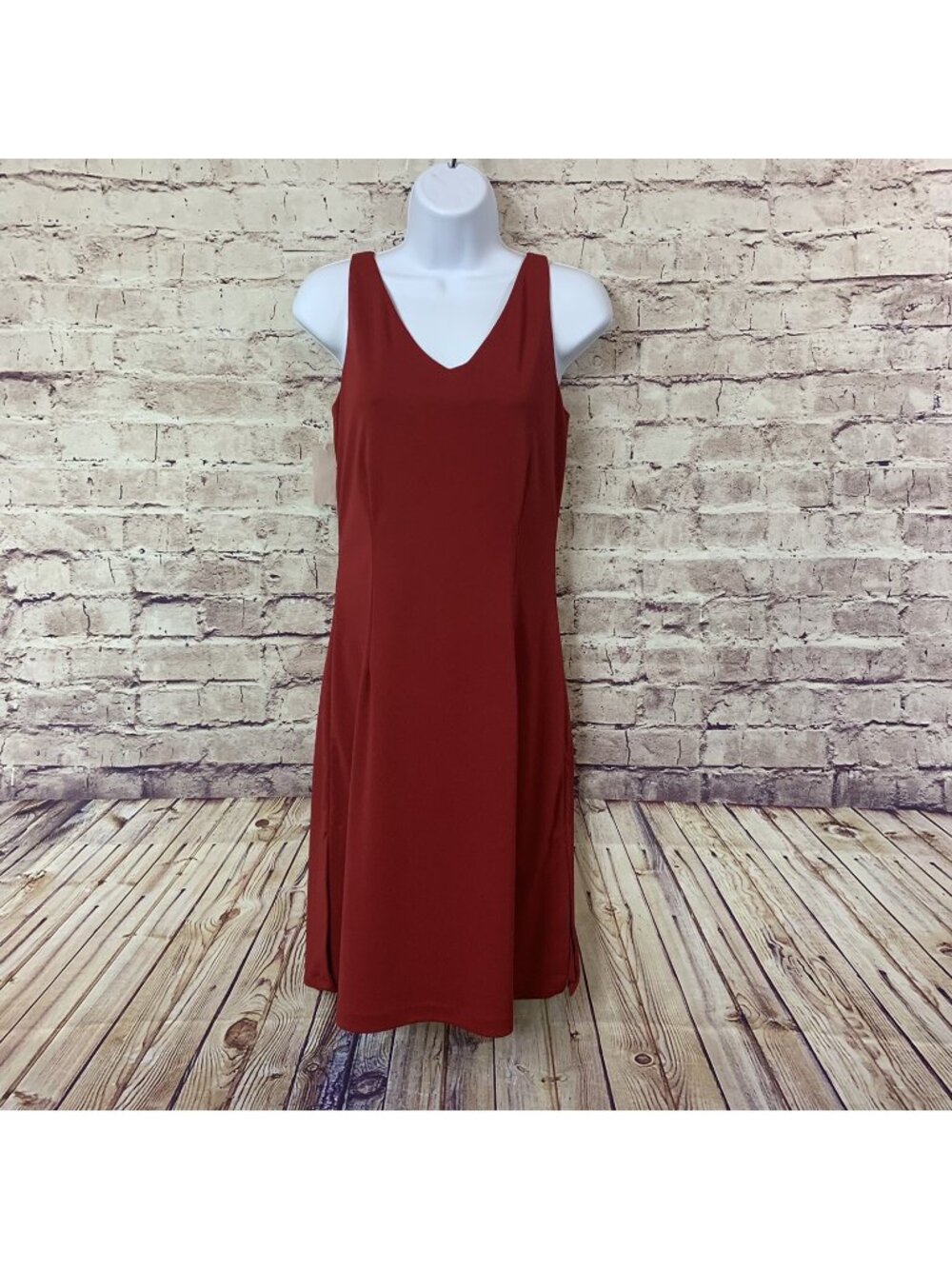 Gap Red V Neck Sleeveless Sheath Lined Dress